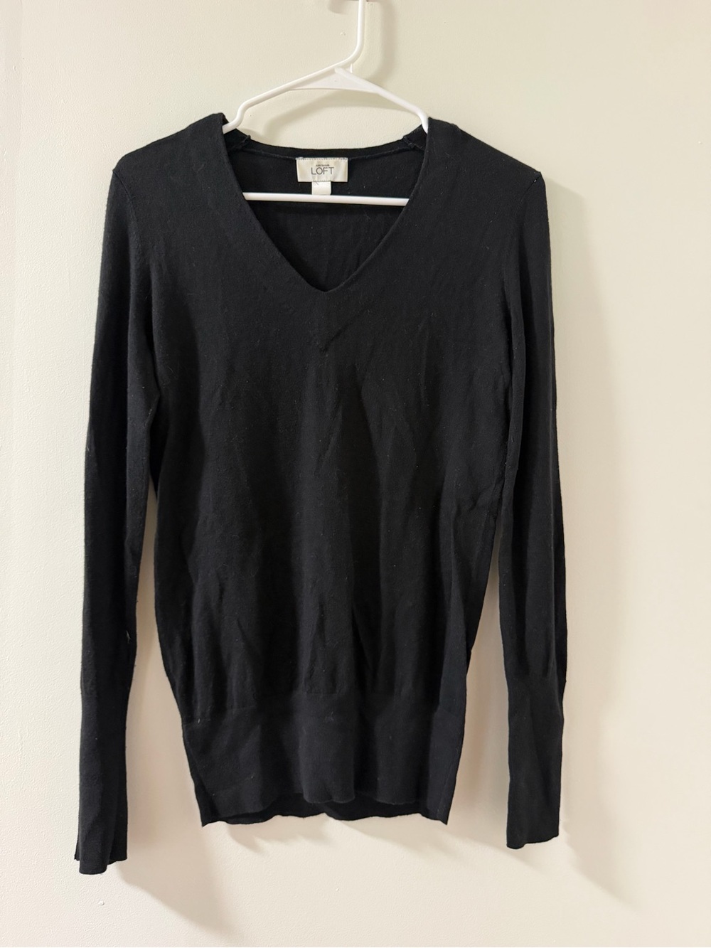 LOFT Black V-Neck Lightweight Sweater